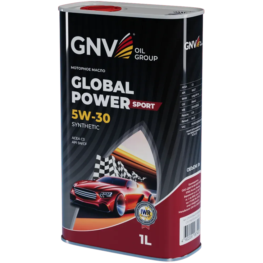 Моторное масло GNV Global Power Sport 5W30 СИНТ SN/CF C3 1 л
