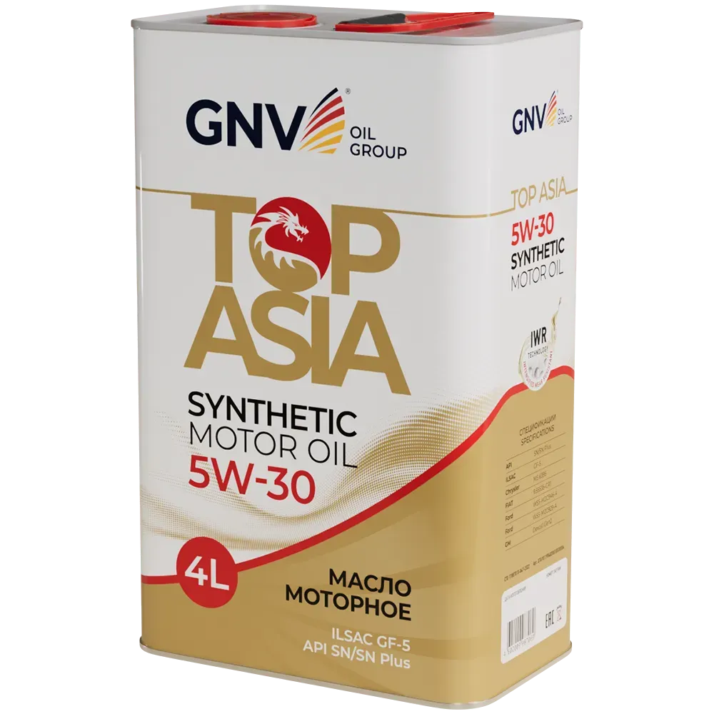 Моторное масло GNV Top Asia 5W30 СИНТ SP/SN+ GF-6A/5 4 л