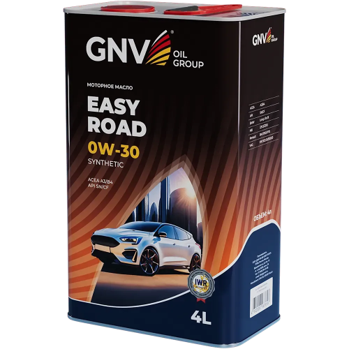 Моторное масло GNV Easy Road 0W30 СИНТ SN/CF A3/B4 4 л